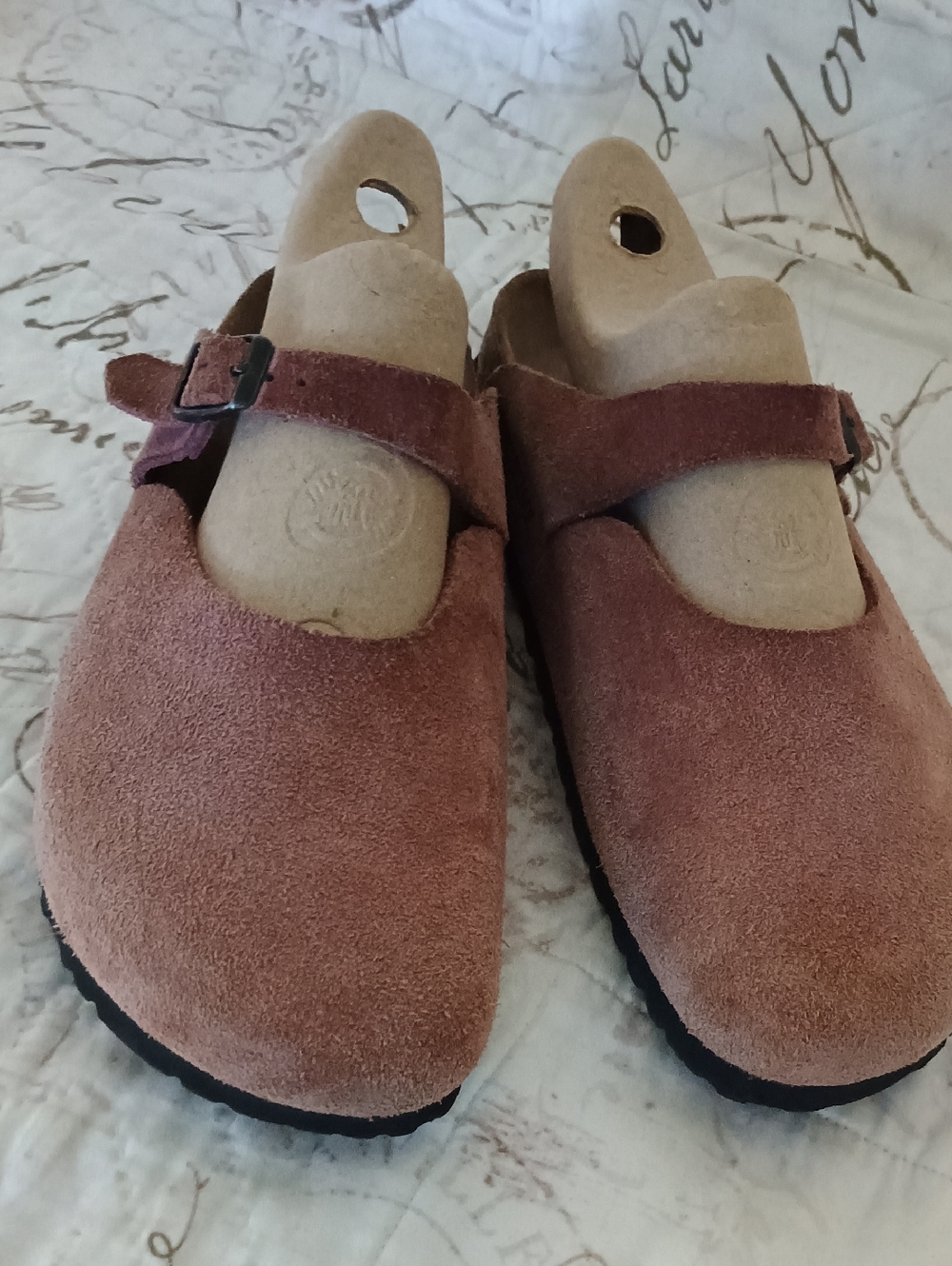 Birkenstock Suede Mary Jane Clogs in Mauve Size 41
